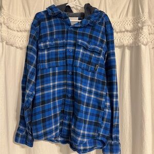 Columbia Blue and Gray Plaid Shirt